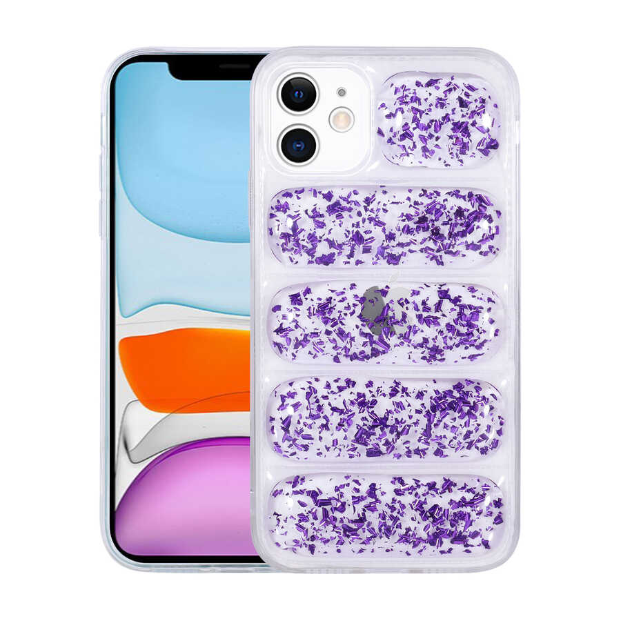 Apple iPhone 11 Kılıf Kamera Korumalı Simli Airbag'li Zore Dalga Kapak