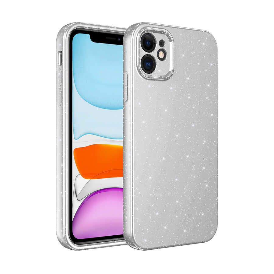 Apple iPhone 11 Kılıf Kamera Korumalı Simli Lüks Zore Koton Kapak