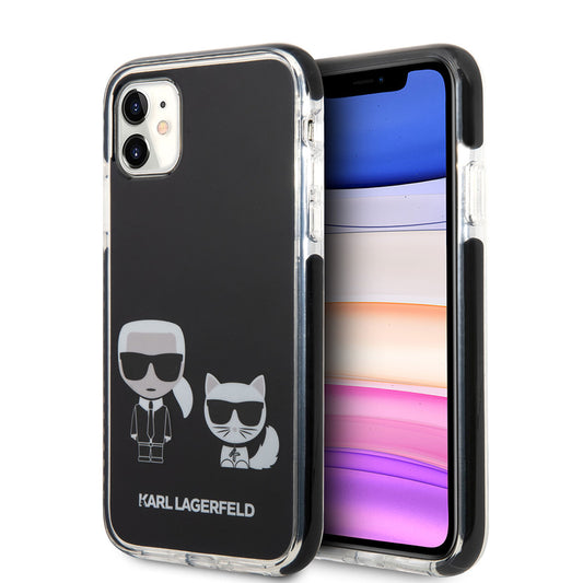 iPhone 11 Kılıf Karl Lagerfeld Kenarları Siyah Silikon K&C Dizayn Kapak