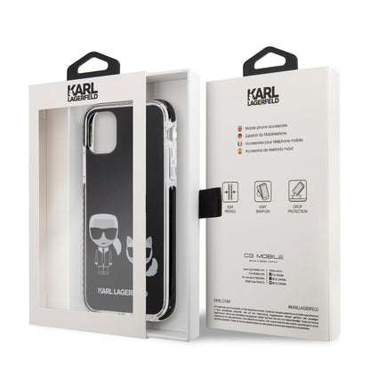 iPhone 11 Kılıf Karl Lagerfeld Kenarları Siyah Silikon K&C Dizayn Kapak