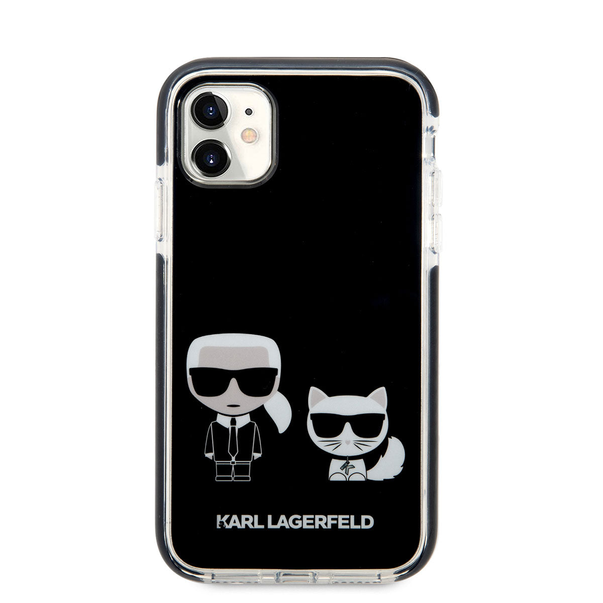 iPhone 11 Kılıf Karl Lagerfeld Kenarları Siyah Silikon K&C Dizayn Kapak