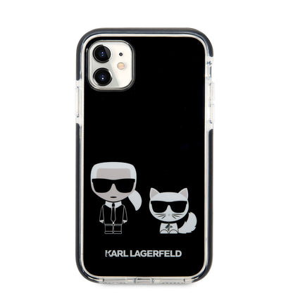 iPhone 11 Kılıf Karl Lagerfeld Kenarları Siyah Silikon K&C Dizayn Kapak