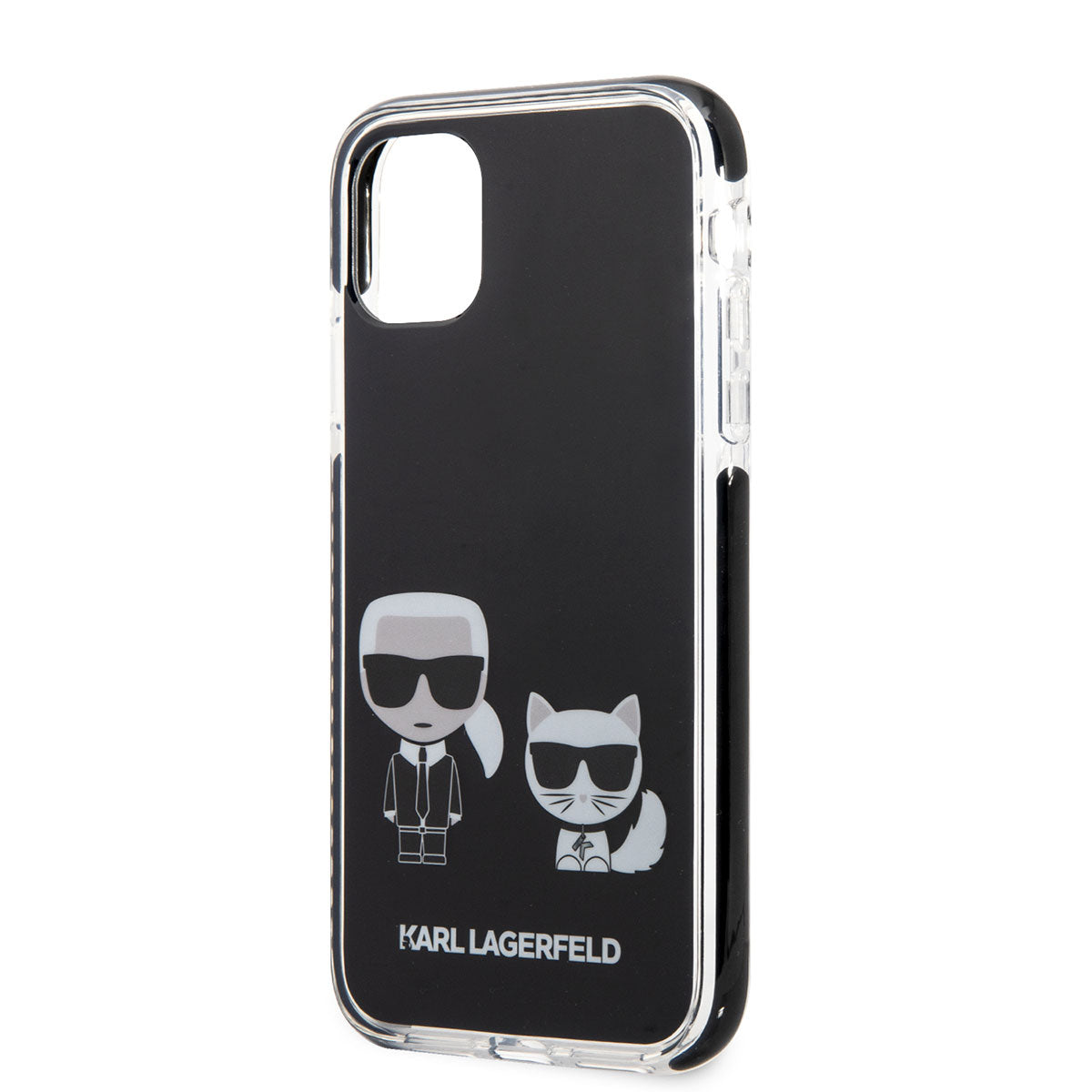iPhone 11 Kılıf Karl Lagerfeld Kenarları Siyah Silikon K&C Dizayn Kapak