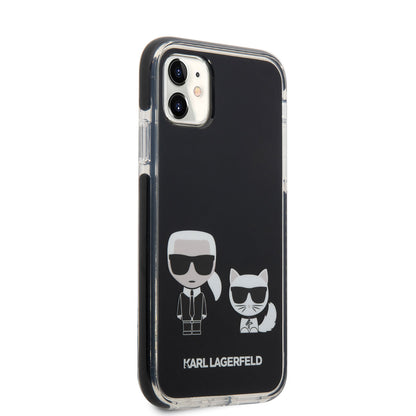 iPhone 11 Kılıf Karl Lagerfeld Kenarları Siyah Silikon K&C Dizayn Kapak