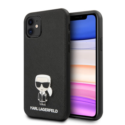 iPhone 11 Kılıf Karl Lagerfeld PU Suni Deri Karl Dizayn Kapak