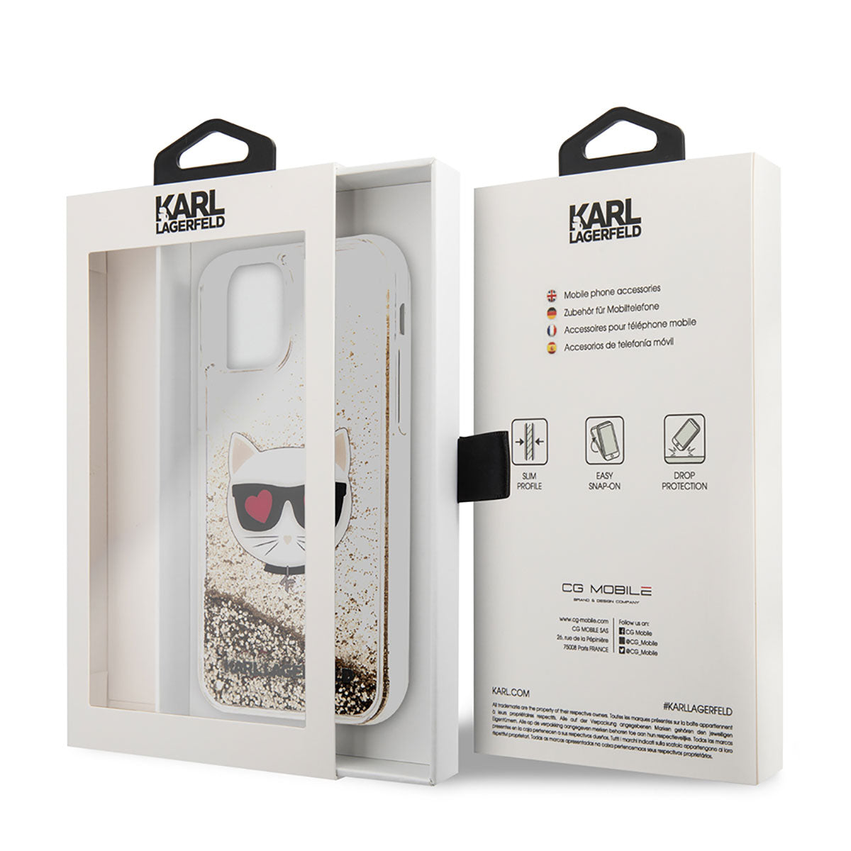 iPhone 11 Kılıf Karl Lagerfeld Sıvılı Simli Choupette Dizayn Kapak
