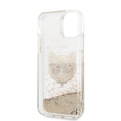 iPhone 11 Kılıf Karl Lagerfeld Sıvılı Simli Choupette Dizayn Kapak