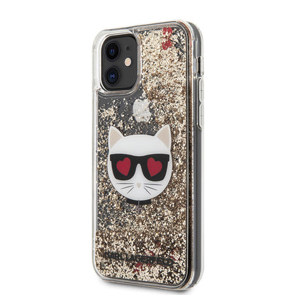 iPhone 11 Kılıf Karl Lagerfeld Sıvılı Simli Choupette Dizayn Kapak