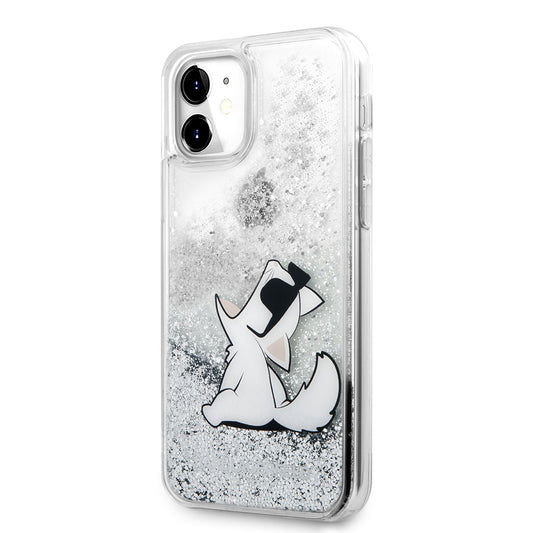 iPhone 11 Kılıf Karl Lagerfeld Sıvılı Simli Choupette Fun Dizayn Kapak