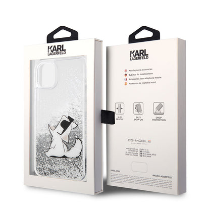 iPhone 11 Kılıf Karl Lagerfeld Sıvılı Simli Choupette Fun Dizayn Kapak