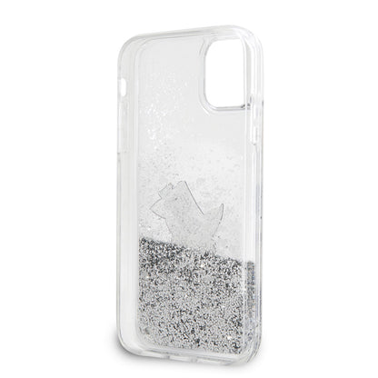 iPhone 11 Kılıf Karl Lagerfeld Sıvılı Simli Choupette Fun Dizayn Kapak