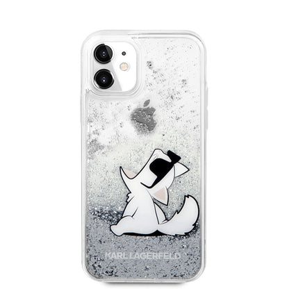 iPhone 11 Kılıf Karl Lagerfeld Sıvılı Simli Choupette Fun Dizayn Kapak