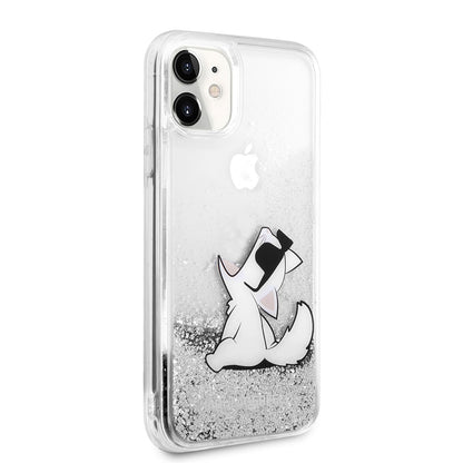 iPhone 11 Kılıf Karl Lagerfeld Sıvılı Simli Choupette Fun Dizayn Kapak