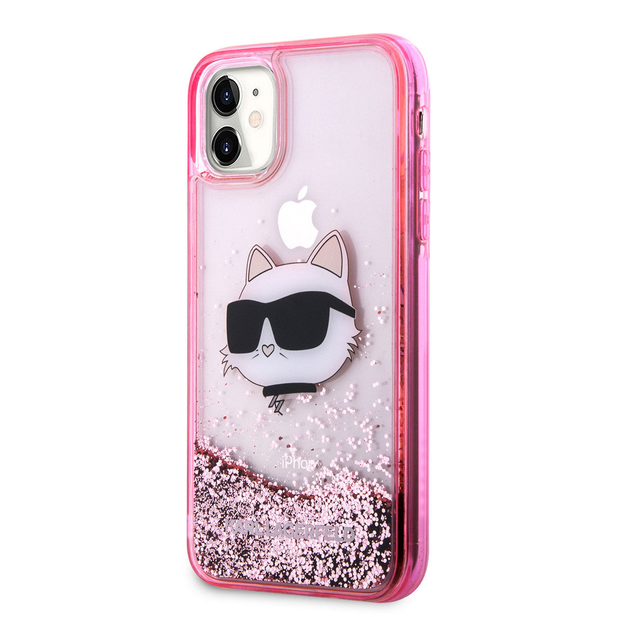 iPhone 11 Kılıf Karl Lagerfeld Sıvılı Simli Choupette Head Dizayn Kapak