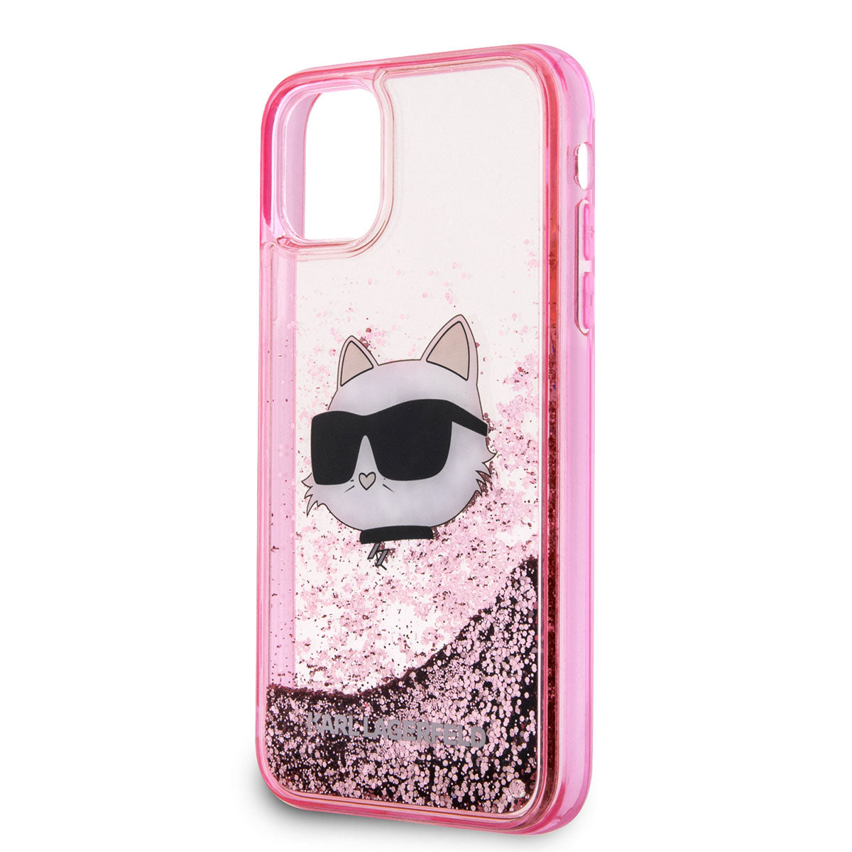 iPhone 11 Kılıf Karl Lagerfeld Sıvılı Simli Choupette Head Dizayn Kapak