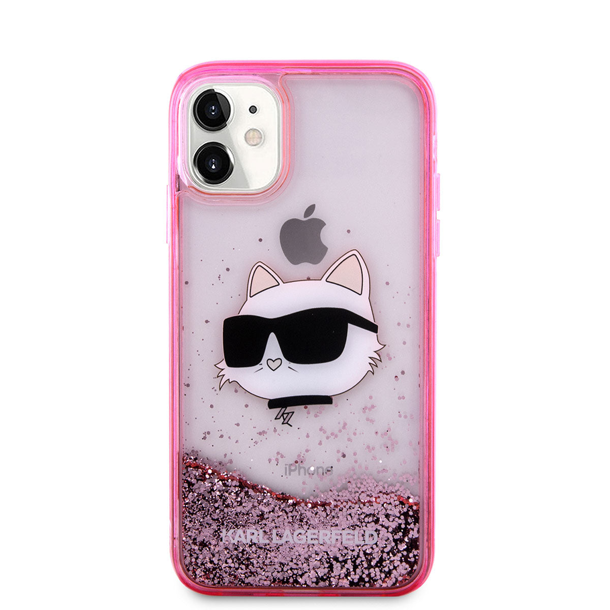 iPhone 11 Kılıf Karl Lagerfeld Sıvılı Simli Choupette Head Dizayn Kapak