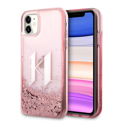 iPhone 11 Kılıf Karl Lagerfeld Sıvılı Simli Dizayn Kapak