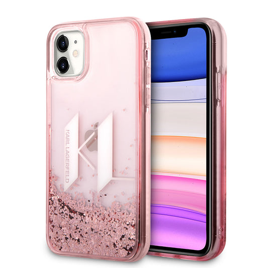 iPhone 11 Kılıf Karl Lagerfeld Sıvılı Simli Dizayn Kapak