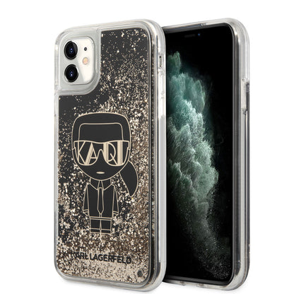 iPhone 11 Kılıf Karl Lagerfeld Sıvılı Simli Gatsby Dizayn Kapak
