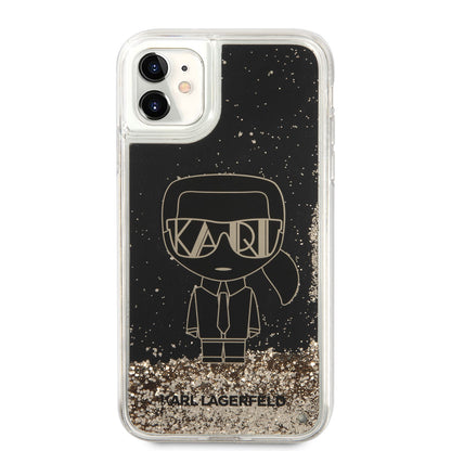 iPhone 11 Kılıf Karl Lagerfeld Sıvılı Simli Gatsby Dizayn Kapak