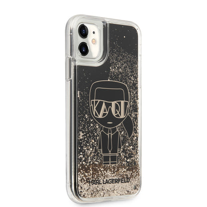 iPhone 11 Kılıf Karl Lagerfeld Sıvılı Simli Gatsby Dizayn Kapak
