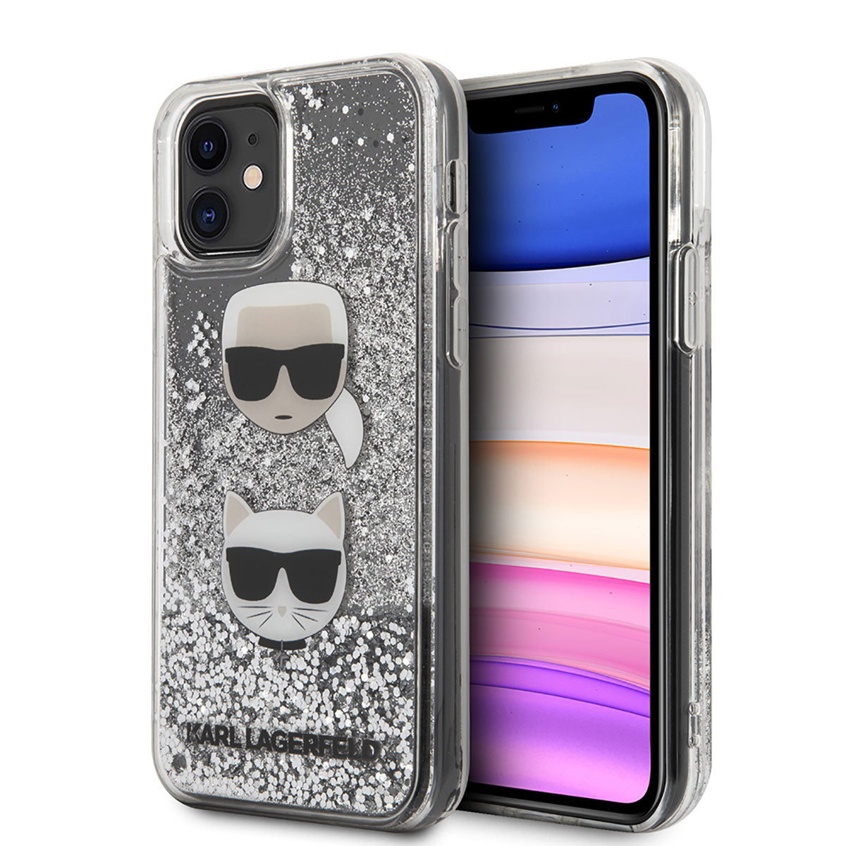 iPhone 11 Kılıf Karl Lagerfeld Sıvılı Simli K&C Dizayn Kapak