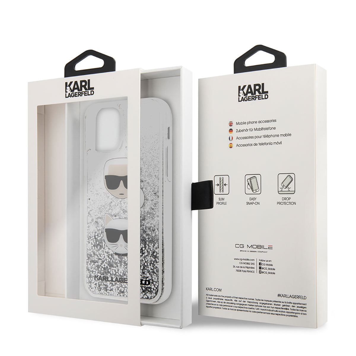 iPhone 11 Kılıf Karl Lagerfeld Sıvılı Simli K&C Dizayn Kapak