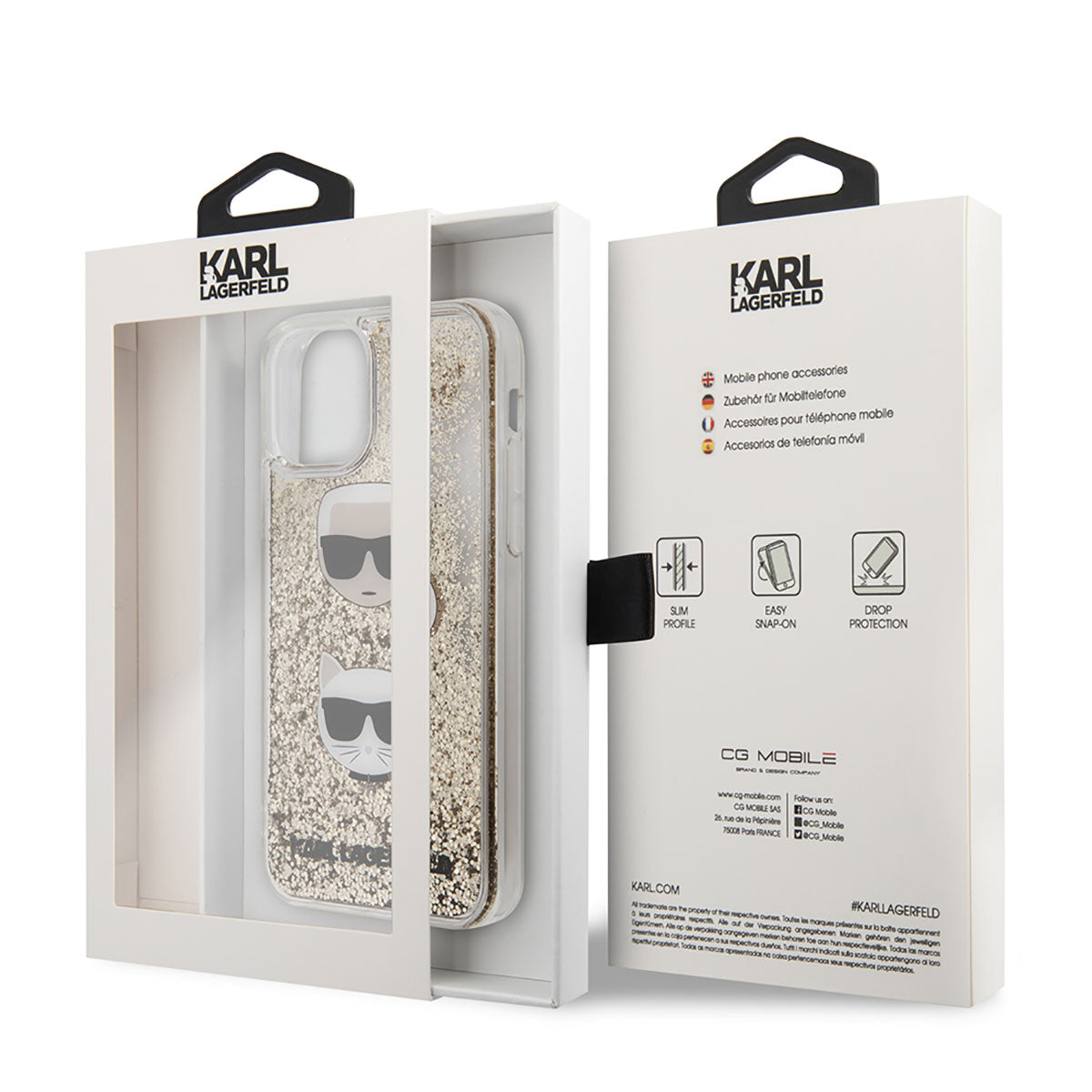iPhone 11 Kılıf Karl Lagerfeld Sıvılı Simli K&C Head Dizayn Kapak
