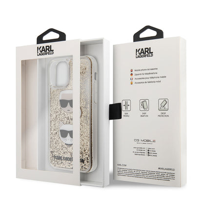 iPhone 11 Kılıf Karl Lagerfeld Sıvılı Simli K&C Head Dizayn Kapak