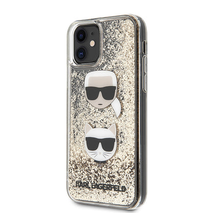 iPhone 11 Kılıf Karl Lagerfeld Sıvılı Simli K&C Head Dizayn Kapak