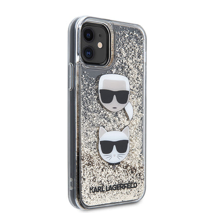 iPhone 11 Kılıf Karl Lagerfeld Sıvılı Simli K&C Head Dizayn Kapak