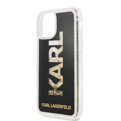 iPhone 11 Kılıf Karl Lagerfeld Sıvılı Simli Logo Dizayn Kapak