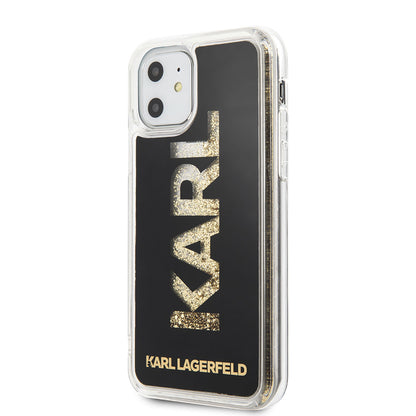 iPhone 11 Kılıf Karl Lagerfeld Sıvılı Simli Logo Dizayn Kapak