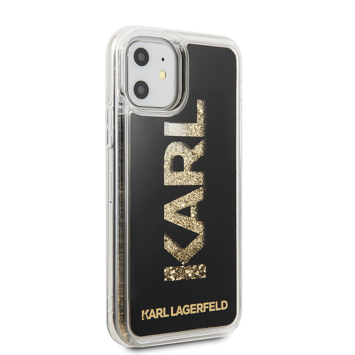 iPhone 11 Kılıf Karl Lagerfeld Sıvılı Simli Logo Dizayn Kapak