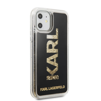 iPhone 11 Kılıf Karl Lagerfeld Sıvılı Simli Logo Dizayn Kapak