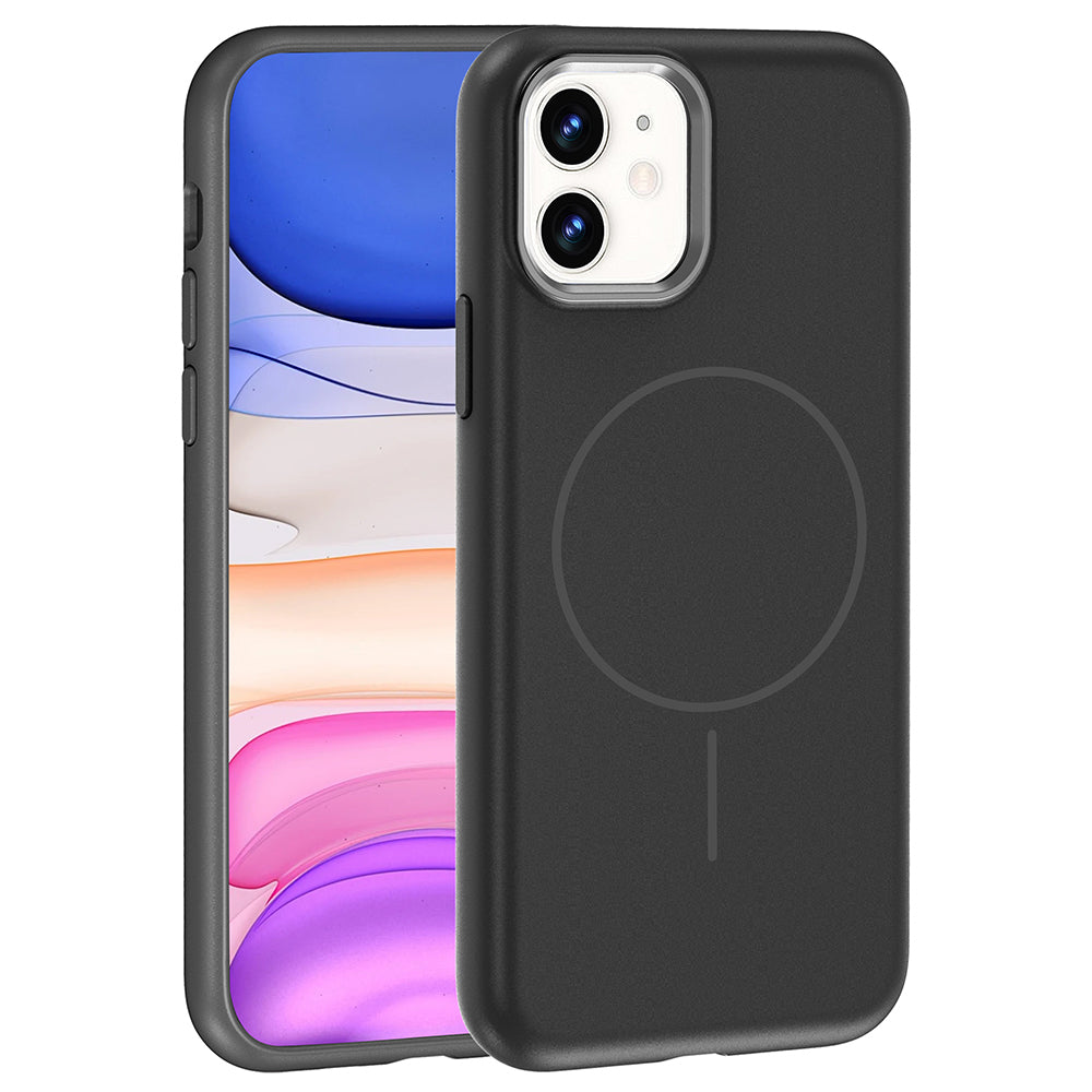 Apple iPhone 11 Kılıf M-Safe Şarj Özellikli Metal Kamera Çerçeveli Zore Edi Silikon Kapak