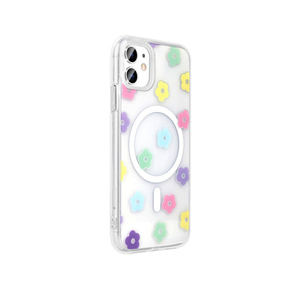 Apple iPhone 11 Kılıf M-Safe Şarj Özellikli Şeffaf Zore Folk Sert Kapak