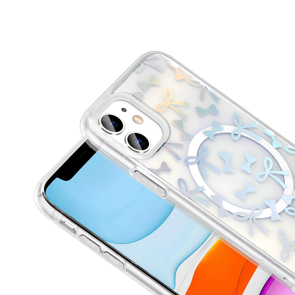 Apple iPhone 11 Kılıf M-Safe Şarj Özellikli Şeffaf Zore Folk Sert Kapak
