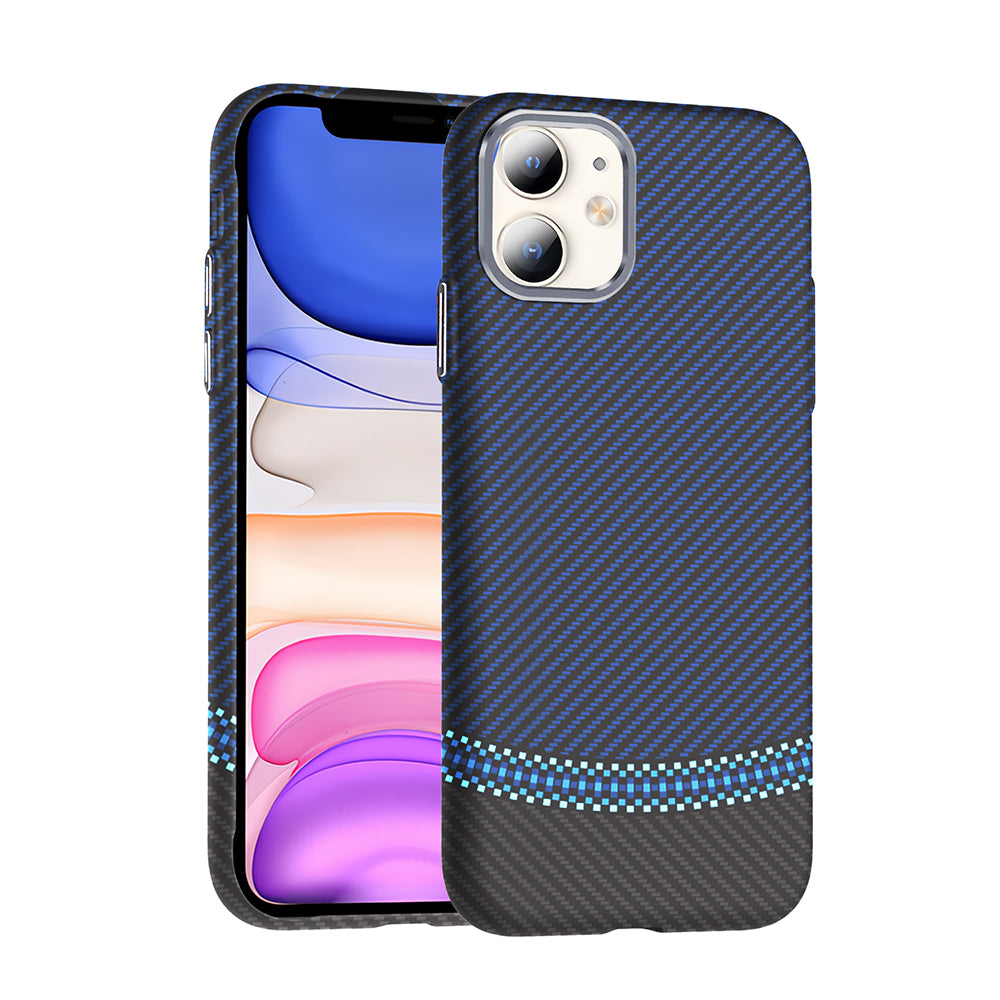 Apple iPhone 11 Kılıf M-safe Şarj Özellikli Karbon Fiber Görünümlü Zore Gros Kapak