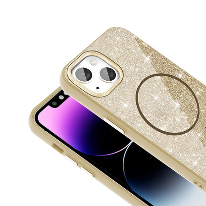 Apple iPhone 11 Kılıf M-safe Şarj Özellikli Parlayan Simli Zore Okso Kapak