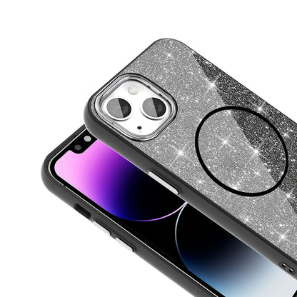 Apple iPhone 11 Kılıf M-safe Şarj Özellikli Parlayan Simli Zore Okso Kapak