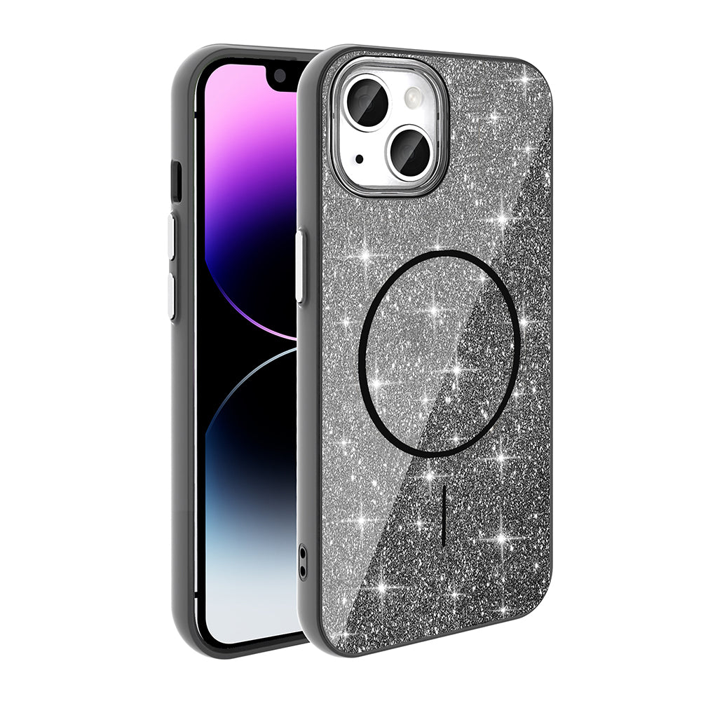 Apple iPhone 11 Kılıf M-safe Şarj Özellikli Parlayan Simli Zore Okso Kapak