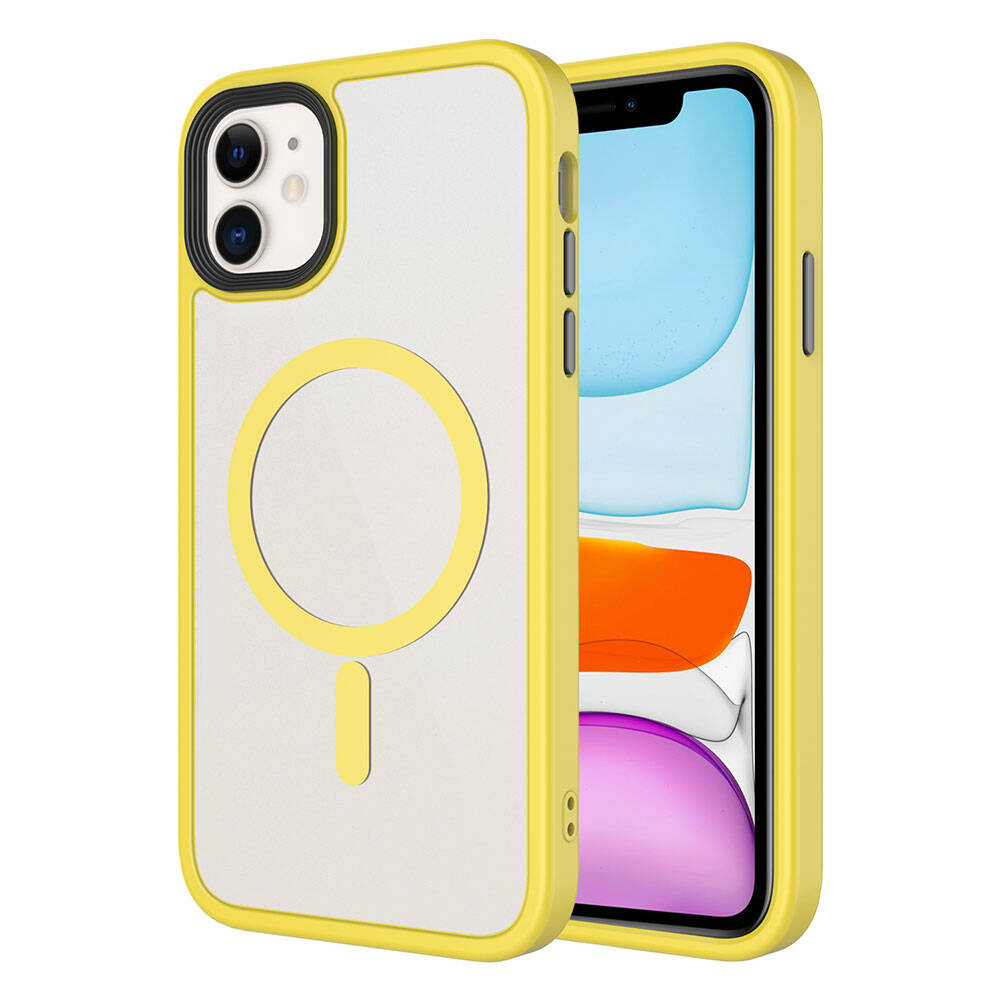 Apple iPhone 11 Kılıf Mat Arka Yüzey Wireless Şarj Özellikli Zore Flet M-safe Kapak