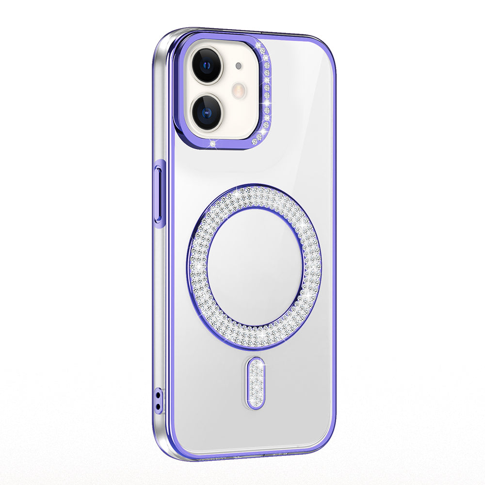 Apple iPhone 11 Kılıf Pırlanta Taş Tasarımlı M-safe Şarj Özellikli Zore Karetta Silikon Kapak