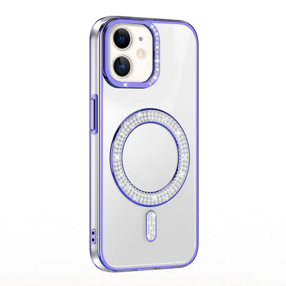 Apple iPhone 11 Kılıf Pırlanta Taş Tasarımlı M-safe Şarj Özellikli Zore Karetta Silikon Kapak