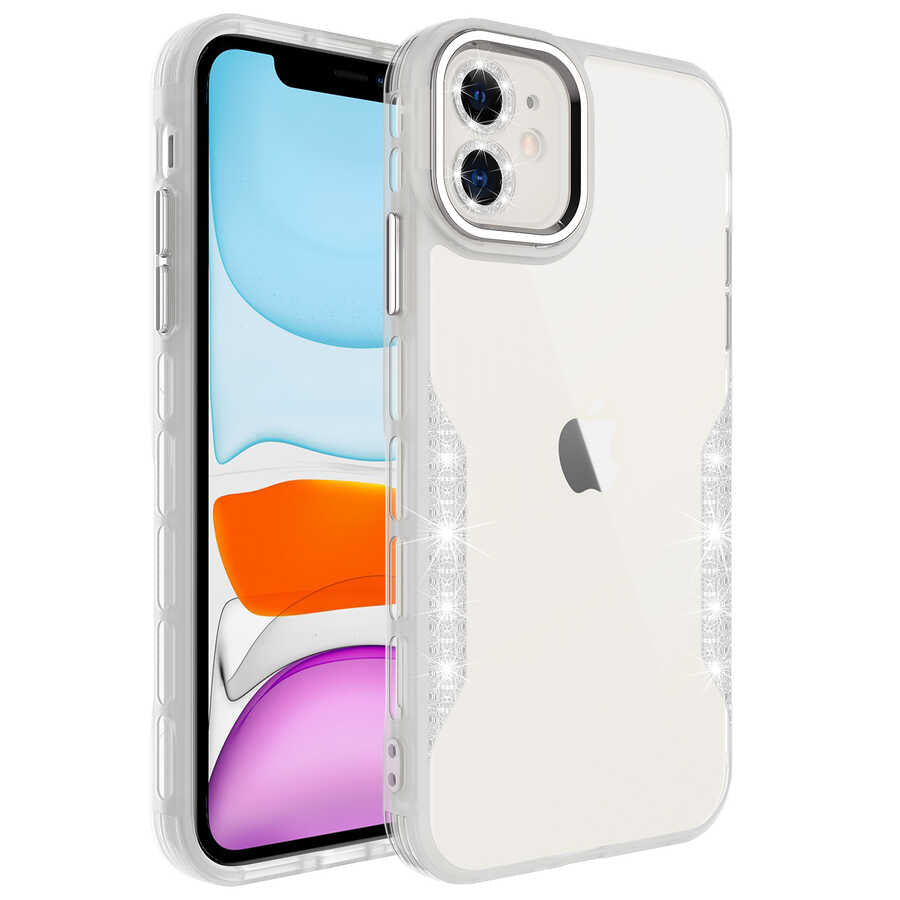 Apple iPhone 11 Kılıf Simli ve Lens Korumalı Zore Pano Kapak