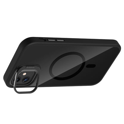 Apple iPhone 11 Kılıf Standlı ve Kamera Lens Hediyeli M-Safe Şarj Özellikli Zore Etro Kapak