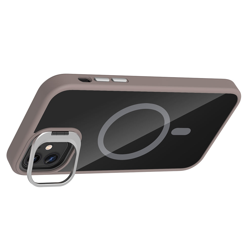 Apple iPhone 11 Kılıf Standlı ve Kamera Lens Hediyeli M-Safe Şarj Özellikli Zore Etro Kapak