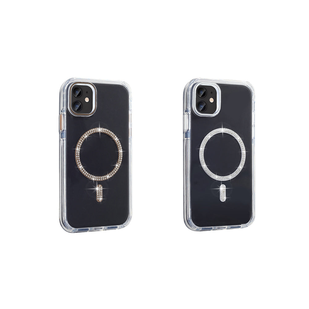 Apple iPhone 11 Kılıf Taşlı Tasarım M-safe Şarj Özellikli Zore Koment Silikon Kapak
