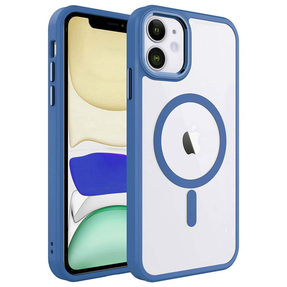 Apple iPhone 11 Kılıf Wireless Şarj Özellikli Zore Krom M-safe Silikon Kapak
